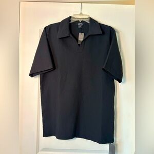Boohoo Black Classic Ribbed Polo Shirt Short Sleeve NWT SZ M